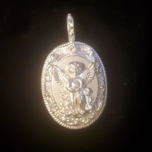 Vintage Rebecca Collins for Neiman Marcus Silver Angel Oval Pendant.